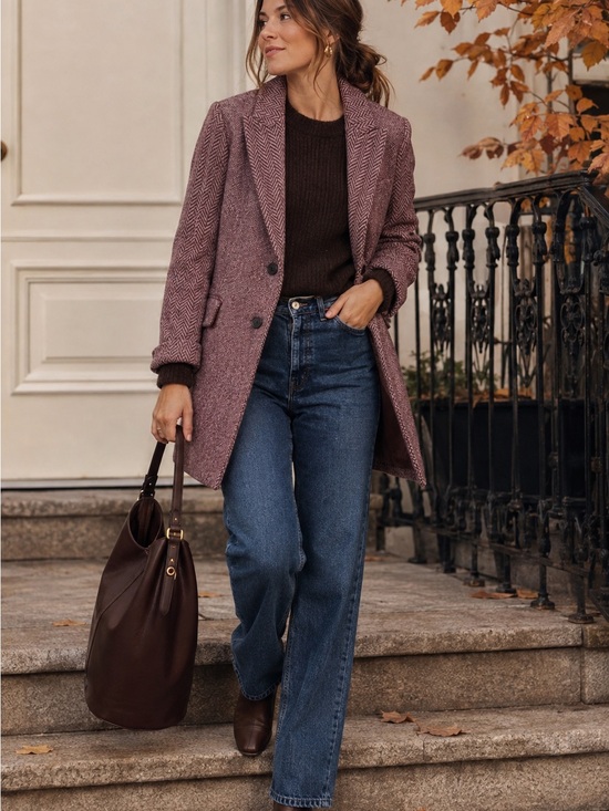 J. Crew Jackets & Blazers - J.Crew Collection 100% Wool Herringbone Blazer Jacket Mauve Burgundy Size 2